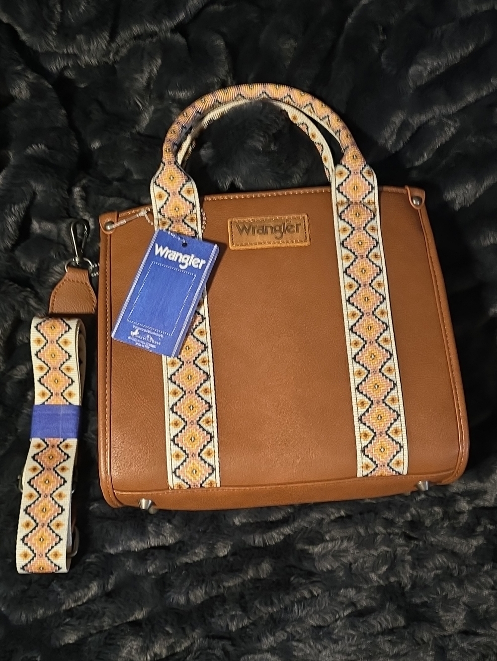 Wrangler Brown Shoulder Bag with Patterned Straps
